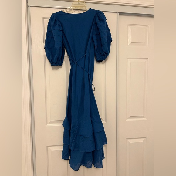 NWT Farm Rio Blue Ruffle Wrap Dress Size S - Picture 8 of 10